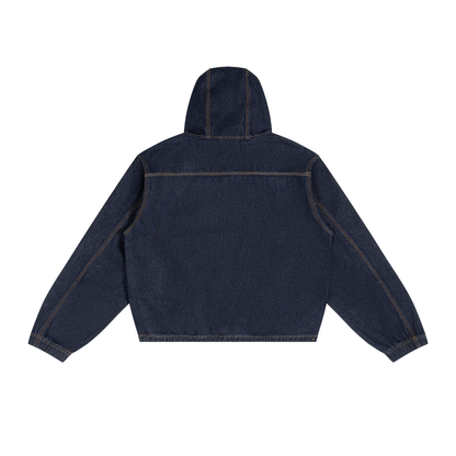 Men's Boxy Vintage Wash Hooded Denim Jacket